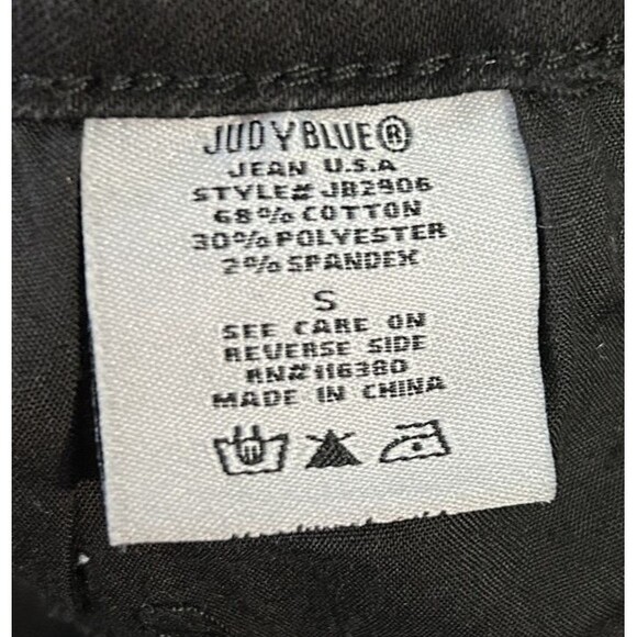 Judy Blue Womens Mini Skirt Small Black Distressed Stretch Logo Denim - Picture 7 of 10